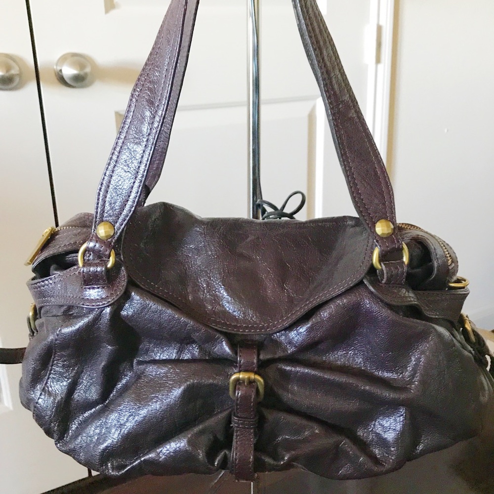 Kooba Pleated Leather Satchel/Shoulder Bag